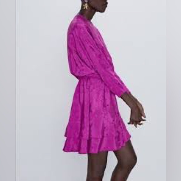 Zara Satin Effect Jacquard Dress - Sz XL - NWT - Picture 6 of 10